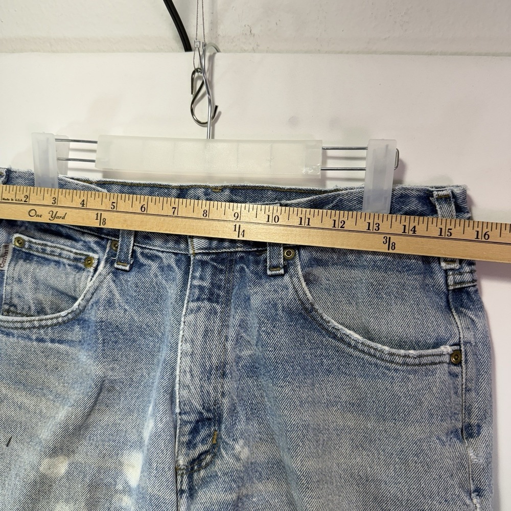 Carhartt Jeans Mens 32x34 Relaxed Fit Denim Workwear Distressed Blue - Picture 3 of 7